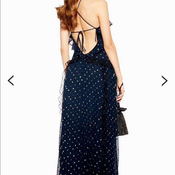 Beautiful lace navy metallic dress - Picture 4 of 7